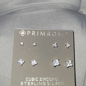 Cubic zirconia post earrings, NEW